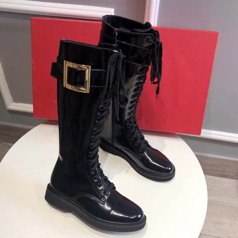 Botas curtas designer de luxo das mulheres meados de manga botas curtas cabeça redonda botão quadrado martin botas preto versátil sola de borracha botas finas