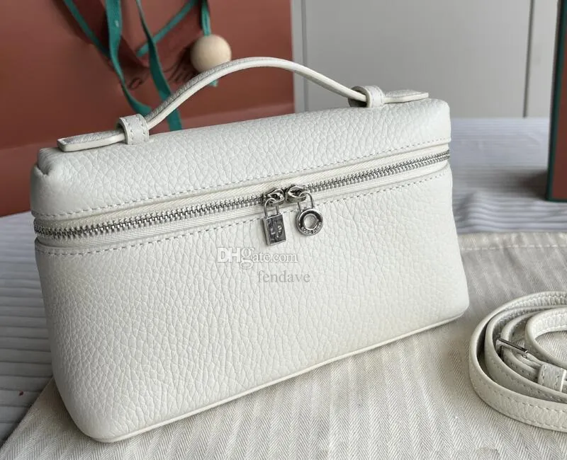 DHgate 5A Cosmetic Bags LP LoroPiana Extra Pocket Pouch L19 Calfskin Leather Handbags Discount Luxury Designer Purse For Women With Dust Bag Fendave Bags Luggage Accessories