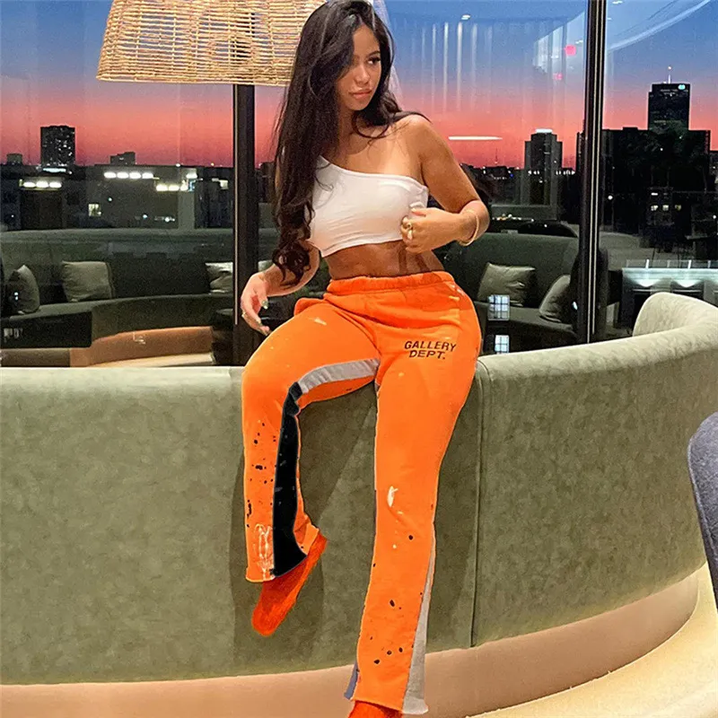 Desginer Sweatpants Beyan Benekli Mürekkep Graffiti İnce Pantolon High Street Moda Marka Saf Pamuk Pamuk Pantolon Erkek ve Kadın Taytları