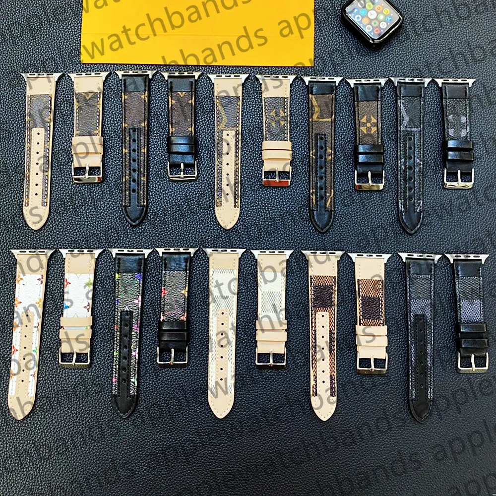 Luxuriöses Echtleder-Apple-Watch-Armband für Apple Watch Ultra-Serie 8, 3, 4, 5, 6, 7, 9 SE, iWatch-Bänder 38 mm, 44 mm, 45 mm, 49 mm, 40 mm, 42 mm, gespleißte Designer-Smart-Armbänder