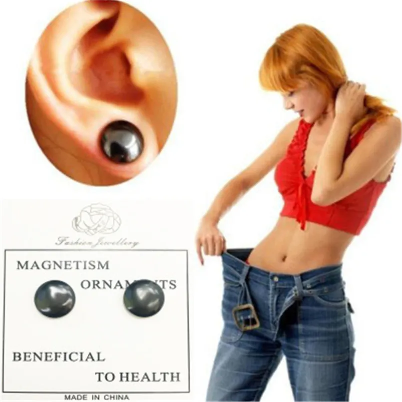 Uppdatera svart magnet örhängen stud charmklipp på smala friska kraft öron ringer kvinnor mens hip hop mode smycken