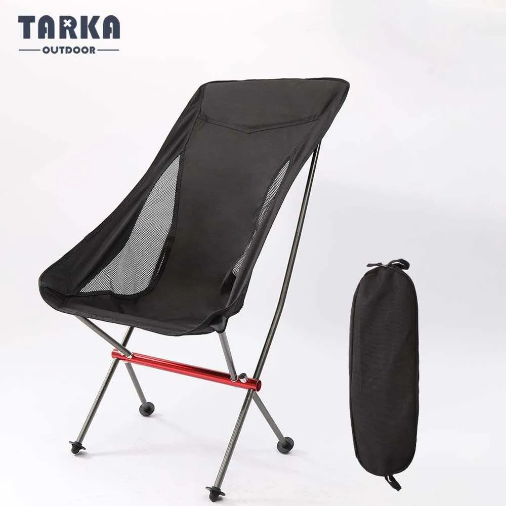 Camp Furniture Tarak Big Size Camping Chair Utökad lättvikt Bekväm fällstolar strandfiskestol vandring turist måste ha hkd230909