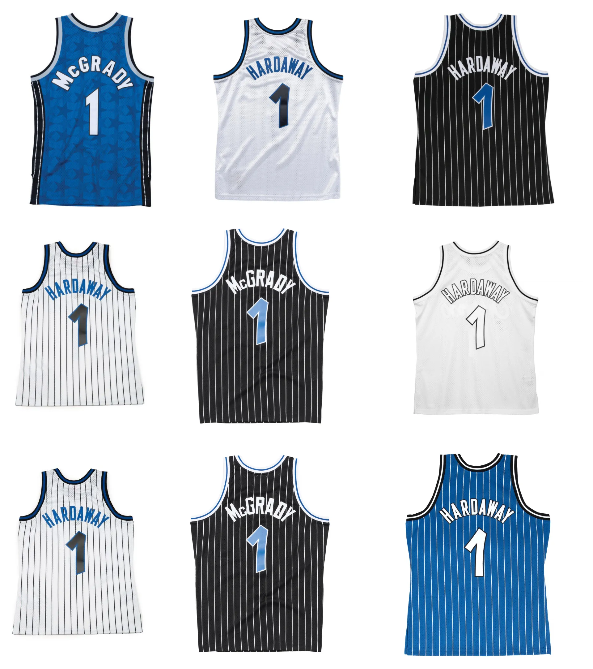 Anfernee Hardaway Magics مخصص كرة السلة Jersey Orlandos Tracy McGrady Nick Anderson Grant Hill Dwight Howard Throwback Black Blue Size S-XXXL