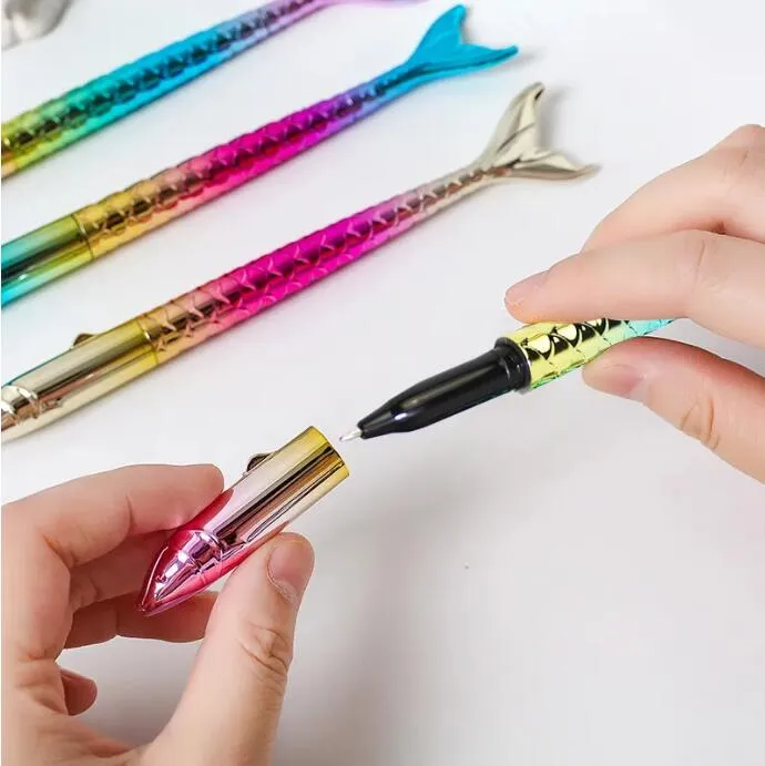 Colorful Mermaid Pens Fashion Kawaii Student Writing Gift Novelty Mermaid Ballpoint Pen Gel Pens Stationery School Office Supplies