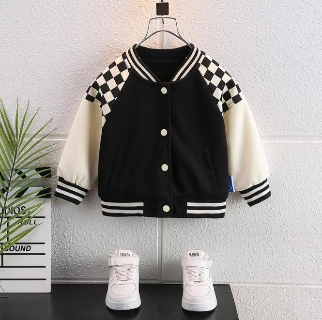 kids designer jacket spring autumn stripes plaid baseball jackets children coat