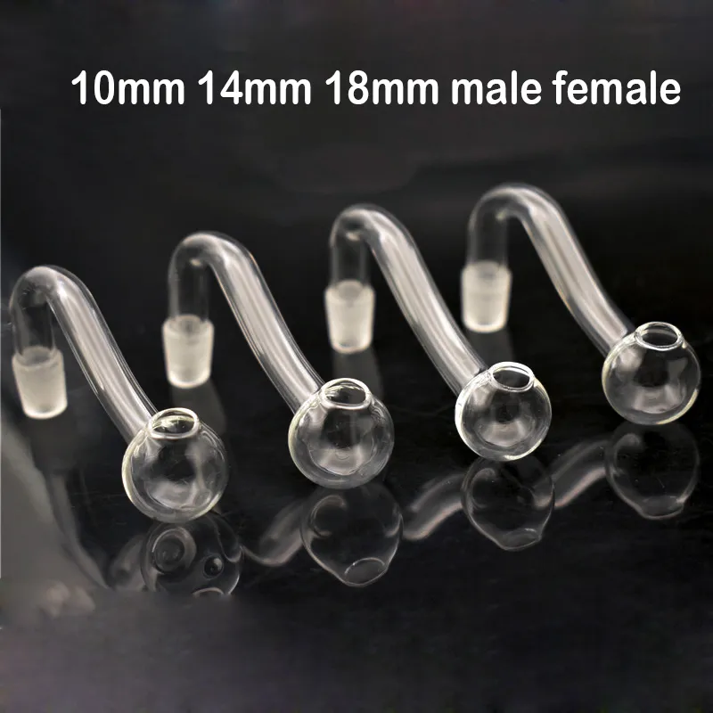 Whoelsale curvado tubo de queimador de óleo de vidro grosso 10mm 14mm 18mm masculino feminino bubbler queimador de óleo para tubos de água borbulhador bong acessórios para fumar