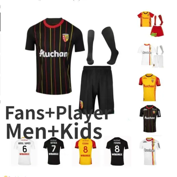 2023 2024 Maglie da calcio per lenti RC 3a via Maillot 23 24 Saint Barbara Speciale Kakuta Openda Ganago Sotoca Fofana ha detto Shirt Football Shirt da calcio BUKSA CABOT DFG