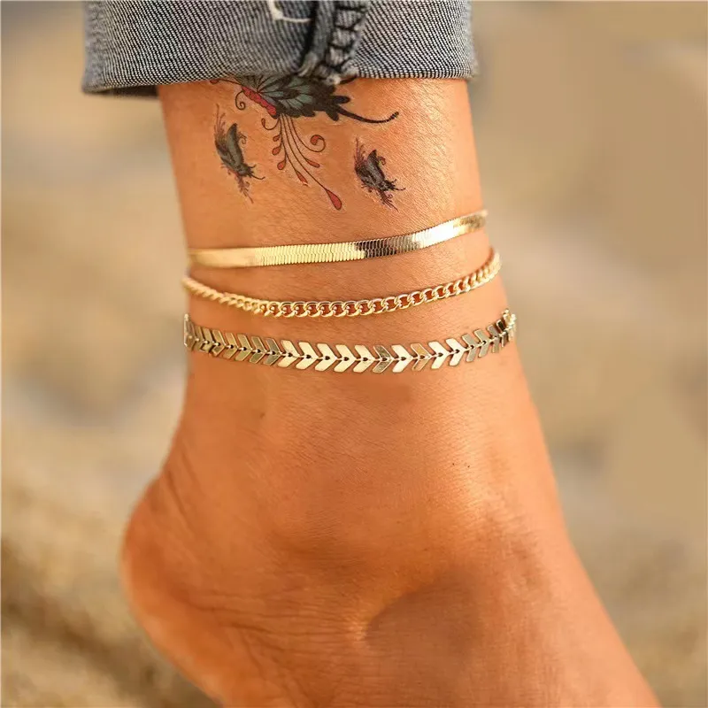 Leg Chain Wholesale Ankle Bracelets SS-11687 Layer Gold Chain