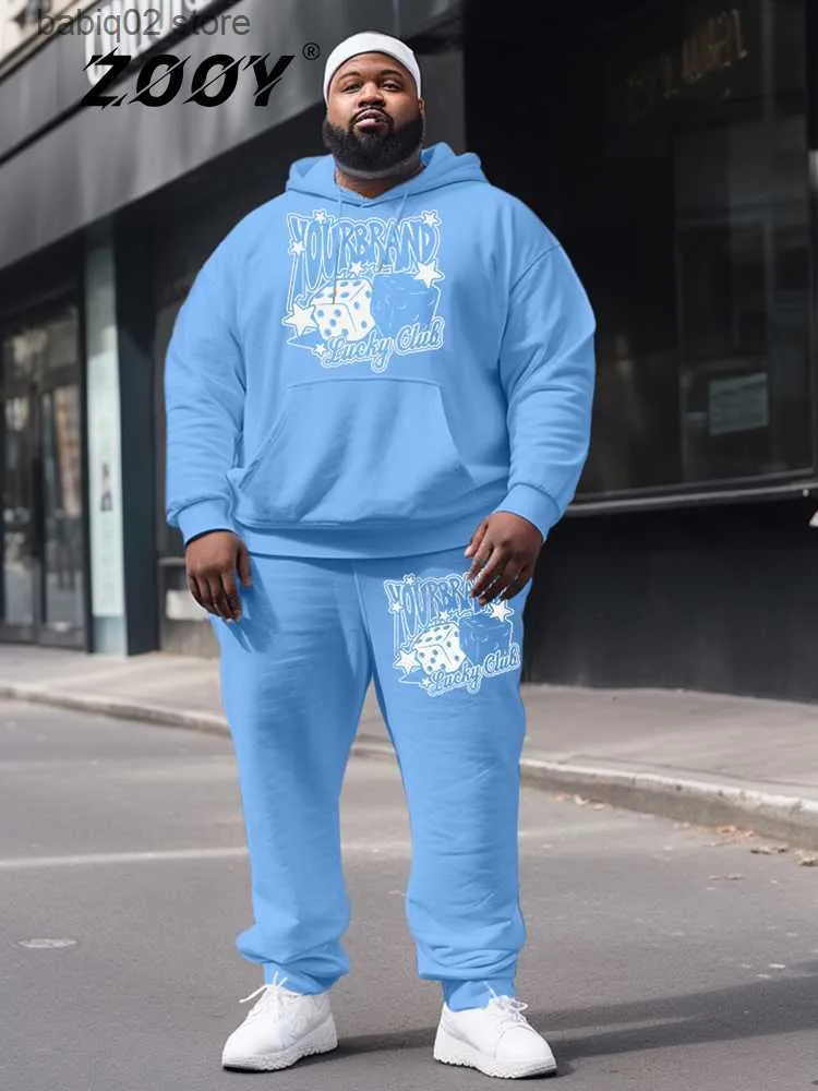 Mens Oversized Tracksuit Set: Large Hoodie With Letter Print, Fall