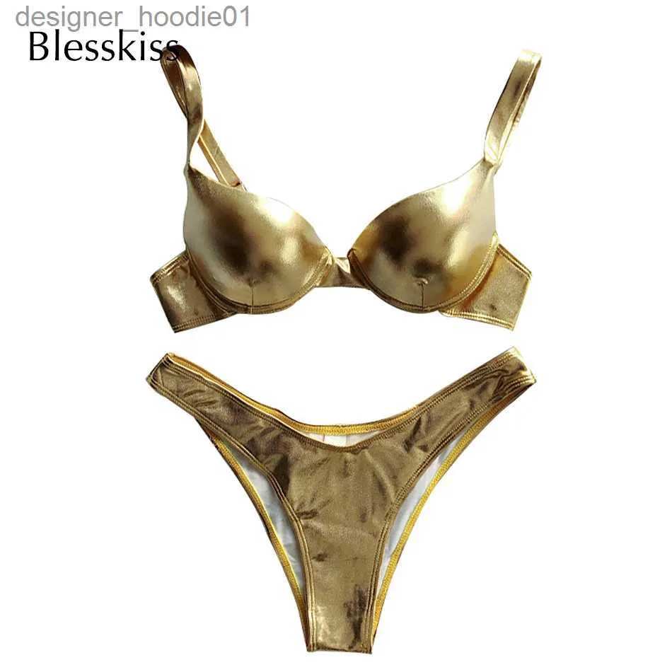 Glittery Push Up Gold Metallic Bikini Set For Women 2023 Shiny Brazilian  Swimwear With Thong Bottoms, Gold Color Perfect For Beach And Pool Style  L23090 From Canada_gooses_jacket, $7.77