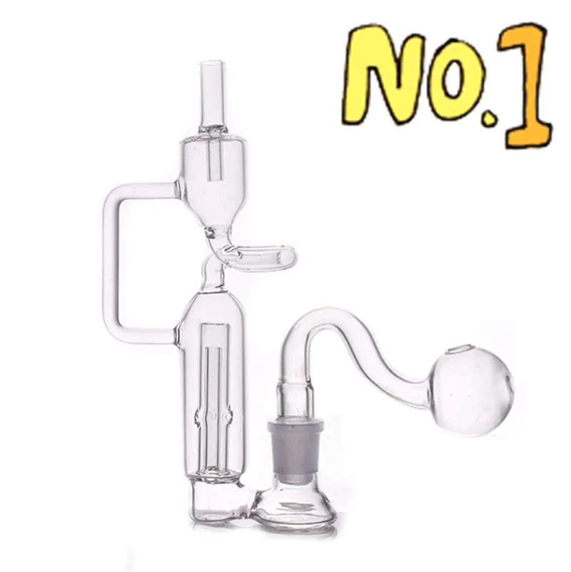 Venta al por mayor Kit de cachimba para fumar Quemador de aceite de vidrio Bongs Heady Recycler Honeycomb Percolador con junta de 14 mm Vidrio tabaco hierba seca Tazón