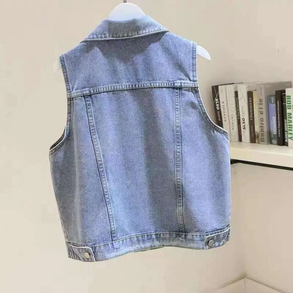 Veste fine sans manches pour femmes, avec gilet en Denim, court à la mode, printemps et été