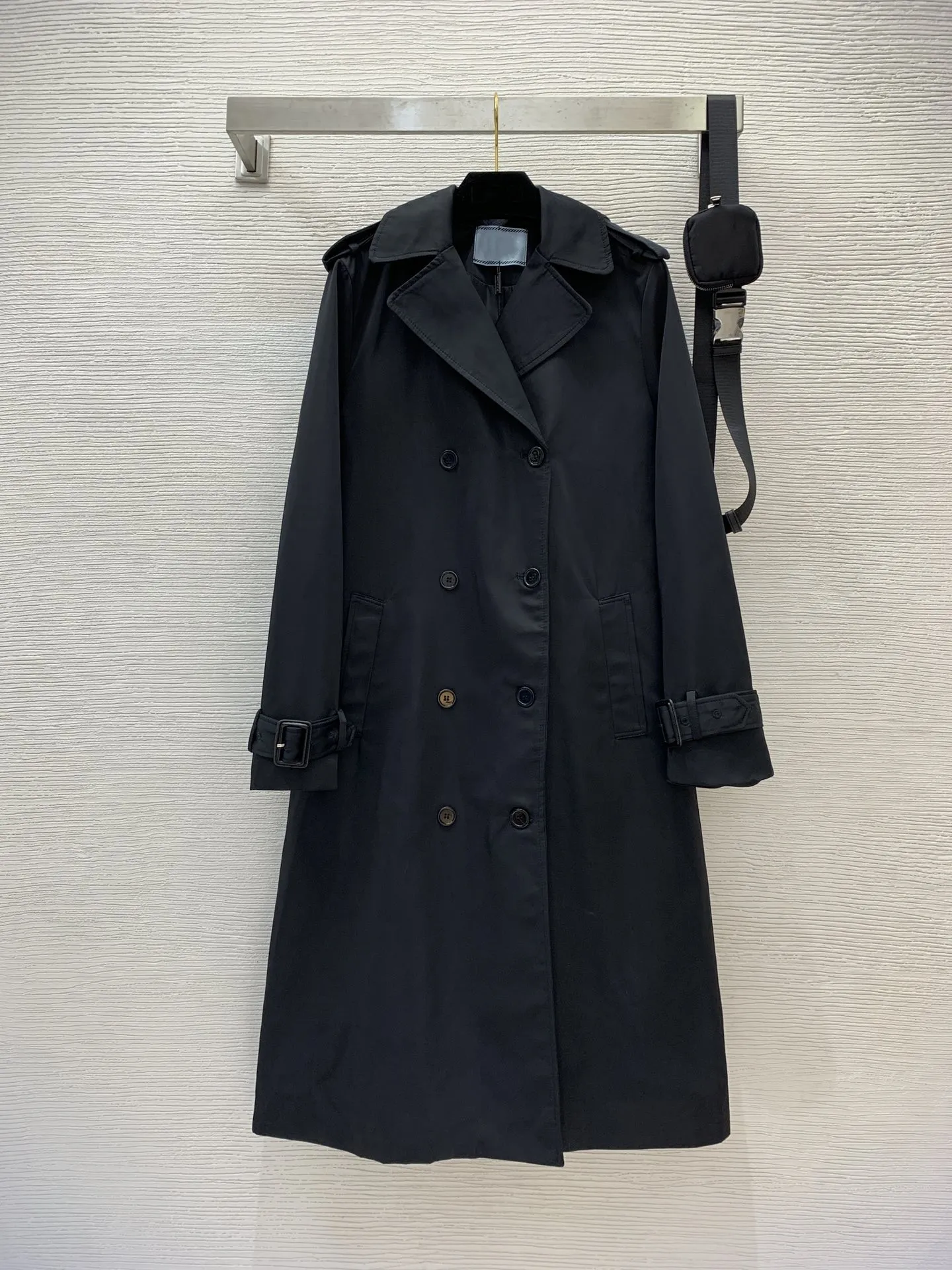 PRA 2023 Black Trench Coat Women Coats Designer Women Long Coat Toppkvalitet Designer Blazer Kvinnor Winter Jacket Kvinnor Designer Jacka Kvinnor Födelsedag Julgåva