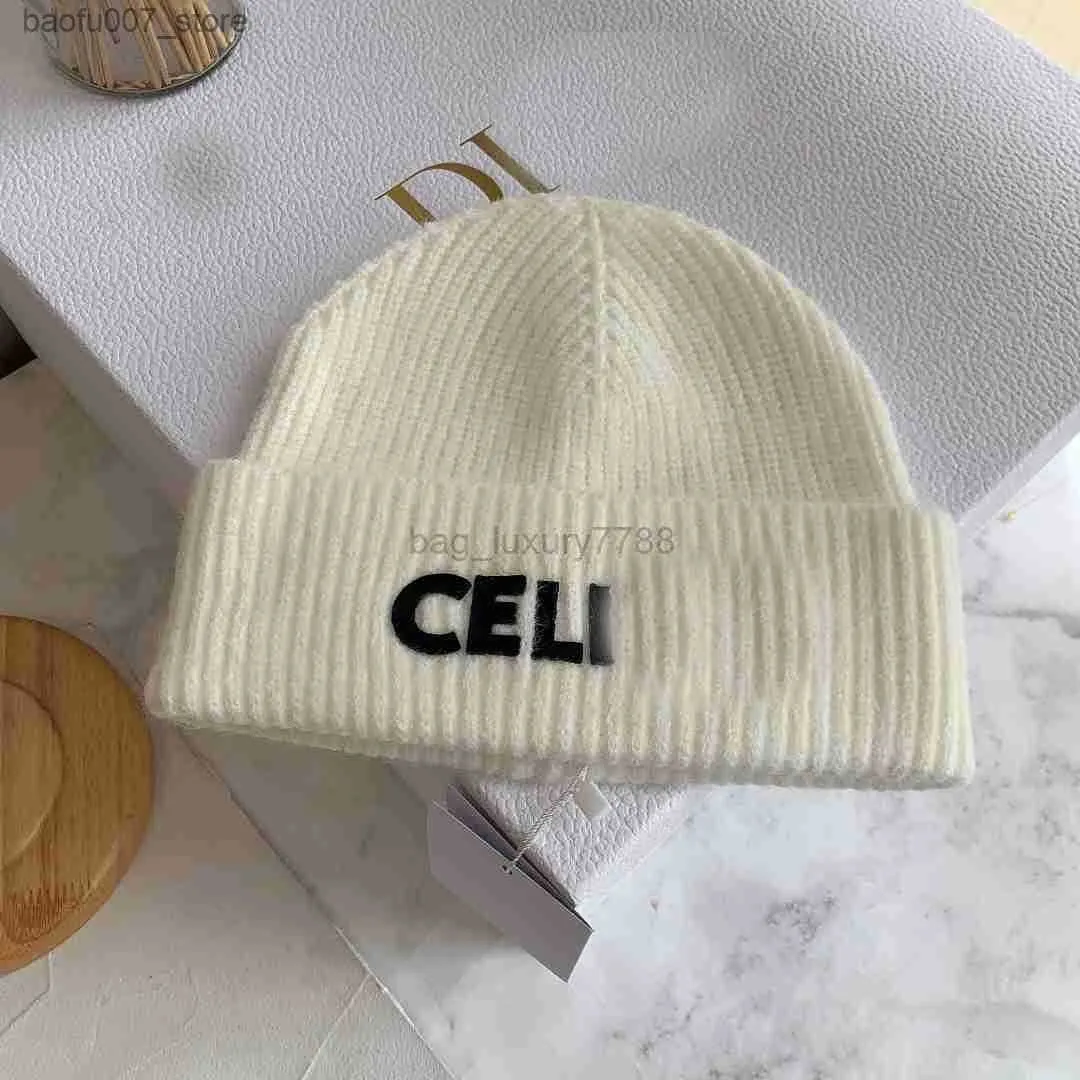 Beanie/Skull Caps Skull Caps for Women Casual Windproof Wool Warm Fashion Sticke Hat Designer Letter CE Solid Christmas Hats 22SS Winter Q230909