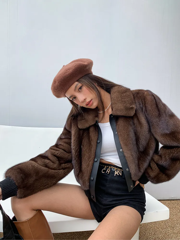 Women's Fur Faux Fur HDHOHR Natural Mink Fur Coat Women Real Mink Fur Coat Luxury High Quality Female Warm Thick Winter Fashion Fur Jackets 230908