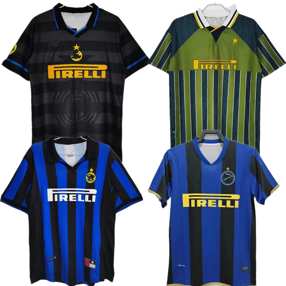 T-shirt Da Uomo 95 96 97 98 2002 2008 2010 Milito Sneijder Zanetti Maglia Inter Milan Vintage Eto'o Calcio Djokovic Baggio Adriano Batistuta Samorano Ronaldo