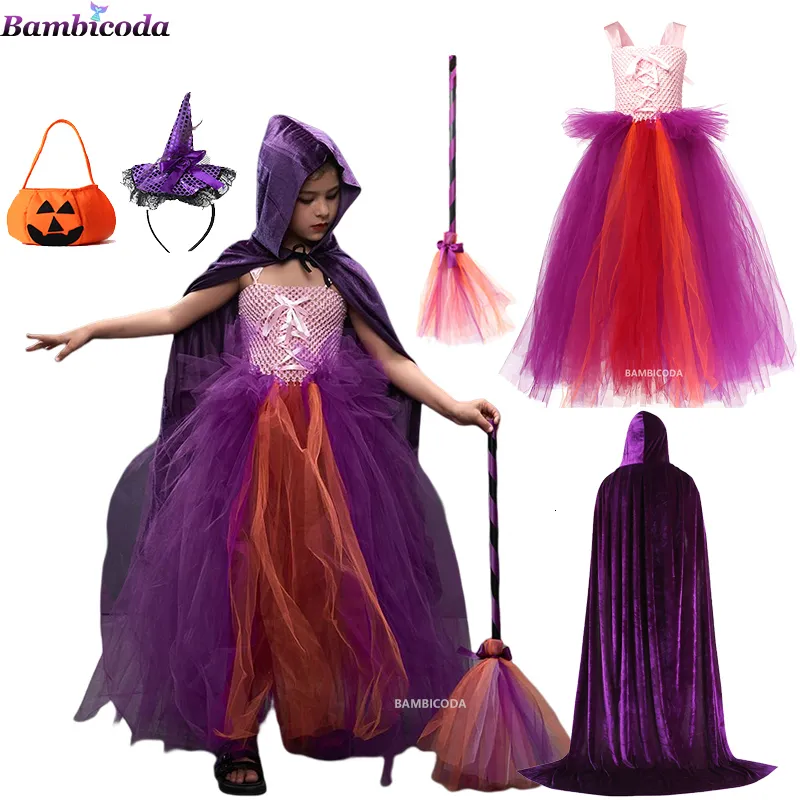 Cosplay Hocus Pocus 2 Halloween Karneval Kind Hexe Winifred Kostüm Sarah Mary Sanderson Schwestern verkleiden sich Mädchenkleid Besen 230908