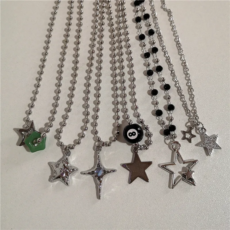 Chanel Silver CC Grey Stars 4 Strand Chain Necklace | LAR Vintage