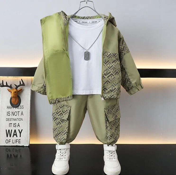 Designer Primary Kids Clothes Set 2023SS Zipper Windbreaker Jacket 
