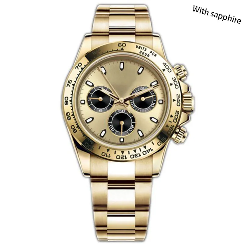 Luxury Men's Watch Designer Dhgate 40mm Folding Buckle Sapphire Ceramic Stainless Steel 904L Waterproof Automatic Mechanical Montre De Luxe Gold color dial