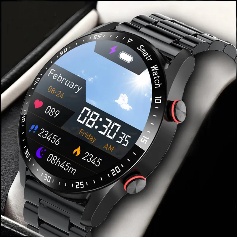 Inteligentne zegarki Ecgppg AMOLED Watch Watch Bluetooth Call Player Man Sports Waterproof Luxury Smartwatch 230909