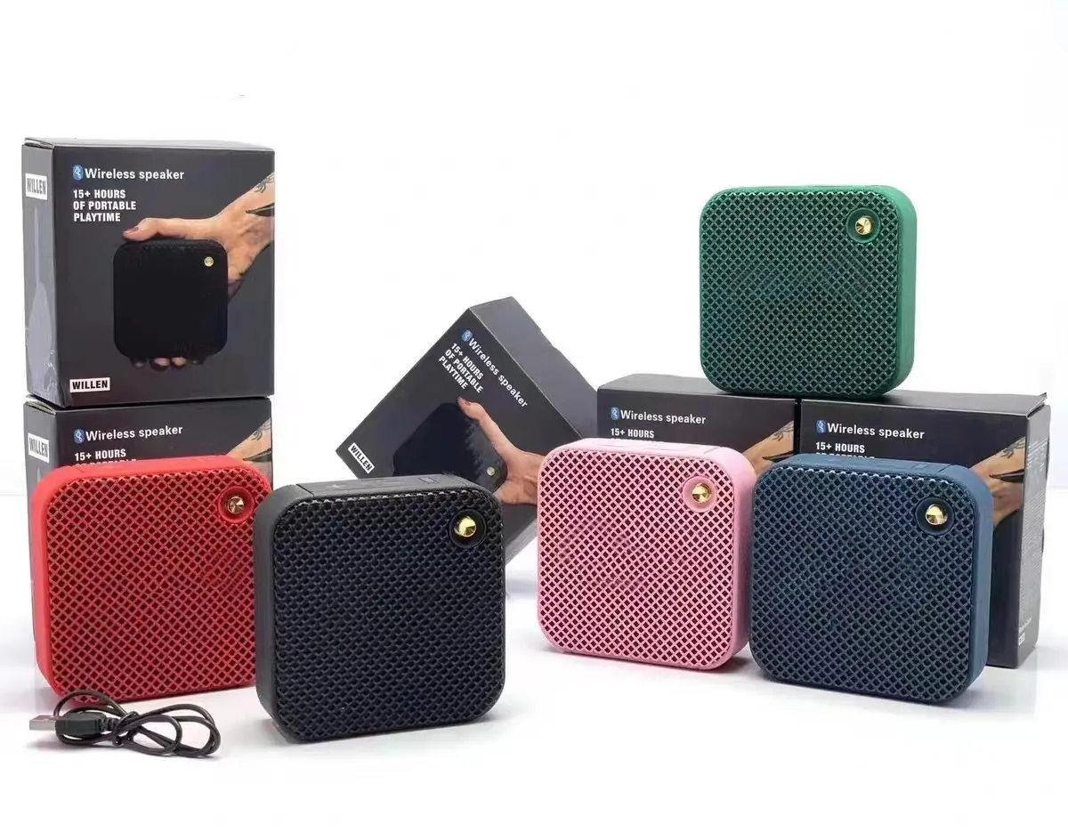 Högtalare trådlös Bluetooth Portable Outdoor Speaker New Square Mini Anti-Fall Heavy Metal Bass Högtalare Stero Clearo Clear