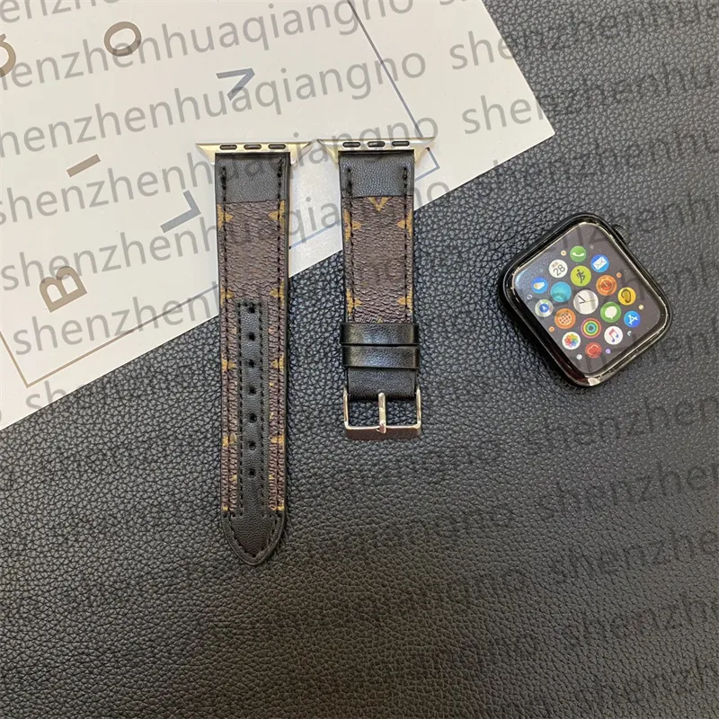 Luxury äkta läderklocka Band smarta remmar för Apple Watch Straps 38mm 40mm 49mm 42mm 44mm 45mm 3 4 5 SE 6 7 9 Series Iwatch Band Designer Spliced ​​Armband Wristband Bandband