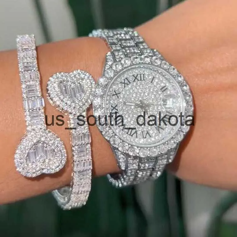 Keten Delicate Baguette CZ Hartvorm Verstelbare Manchet Bangle armband Iced Out Bling 5A Zirconia Luxe VROUWEN Hiphop Sieraden x0909