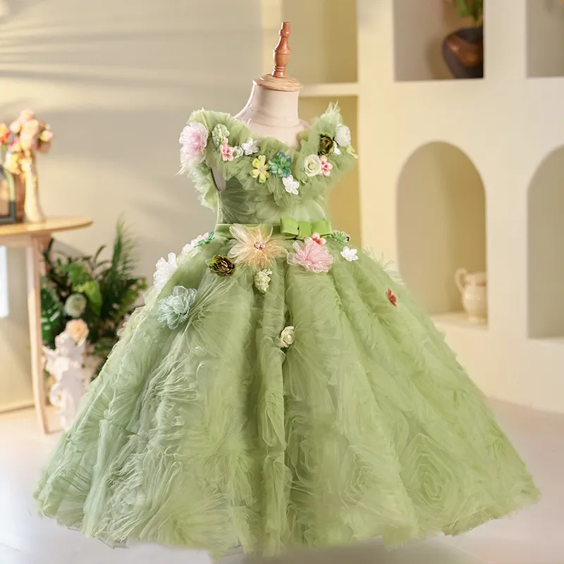 Princess Flower Girl Ball Gown for Toddler with 3D Floral Appliqued Lace,  Floor-Length Off-Shoulder Dress for Christening Birthday from Dhgate Flower  Girls' Dresses - price 249.17