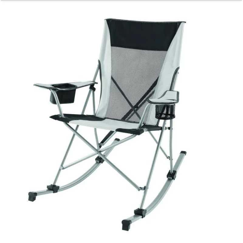 Camp Furniture Ozark Trail Tension 2-in-1-Mesh-Schaukel-Campingstuhl, grau und schwarz, abnehmbare Wippen, für Erwachsene HKD230909