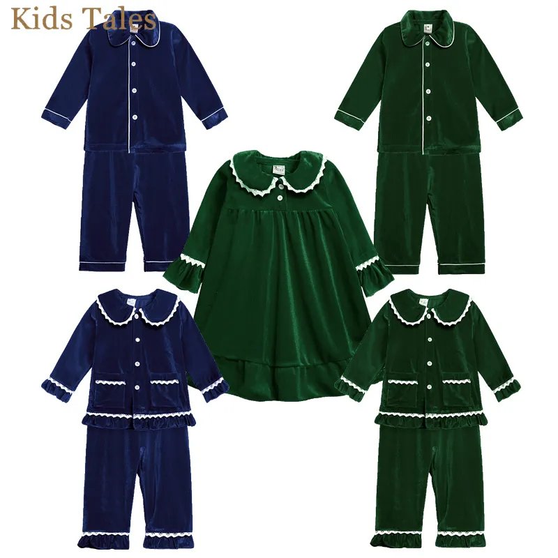 Giyim setleri çocuklar bebek kız kızlar kadife Noel eşleşen aile pijamaları seti uzun kollu baba anne çocukları pantolon pants pjs pijama 230909