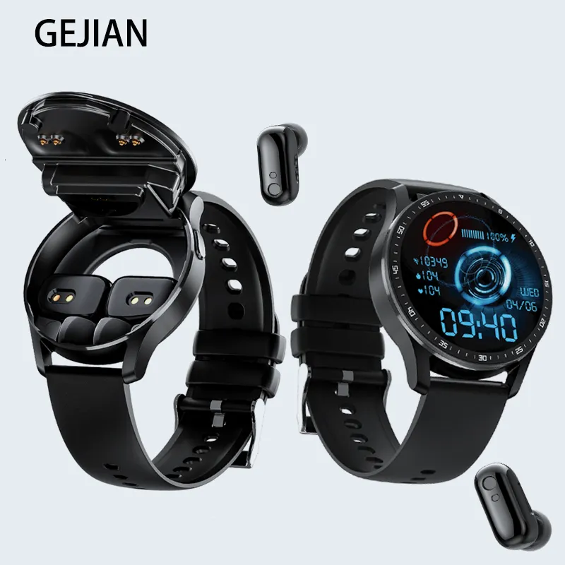 Orologi intelligenti GEJIAN X7 Orologio con auricolare TWS Due in uno Bluetooth senza fili Doppia chiamata Salute Pressione sanguigna Sport Musica Smartwatch 230909