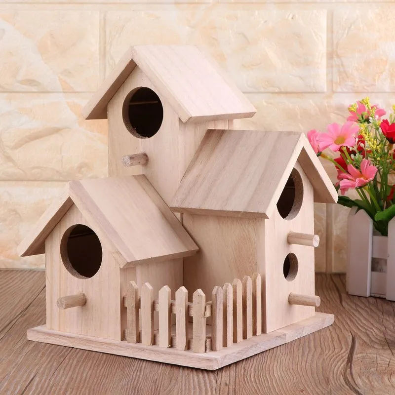 Gaiolas de pássaros para casa de madeira criativa caixa de gaiola de alimentação ninho jardim quintal varanda pingente simulação cerca birdhouse casa d 230909