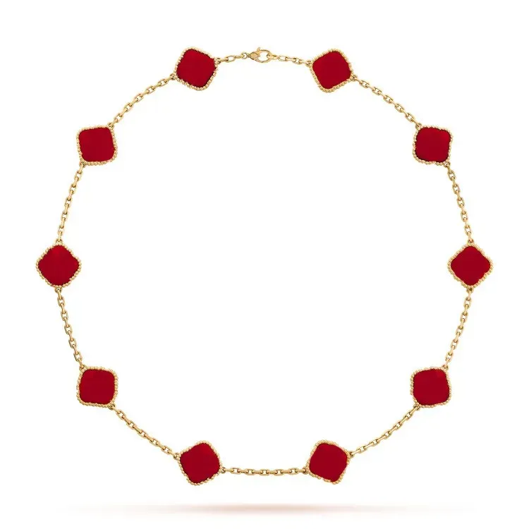 Colar de designer com 10 flores Colar de trevo clássico da moda Charme 18K ouro rosa banhado a prata Ágata colar de designer com pingente para mulheres presente de dia dos namorados