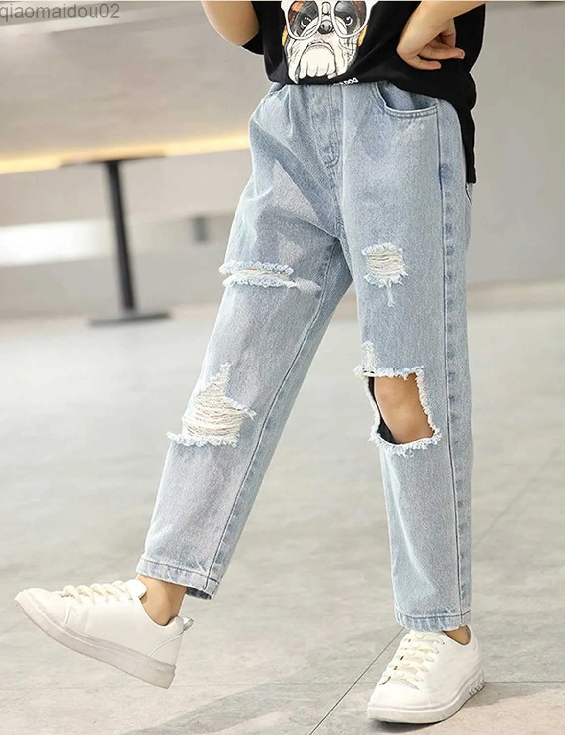 Jeans troué fille sales