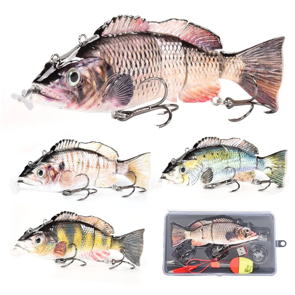 Iscas iscas isca de pesca elétrica usb multi joint isca duro wobblers afundando iscas de pesca led luz swimbait isca recarregável 230909