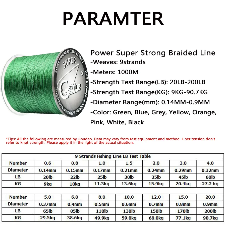 Braid Line Gaining 1000M 9 Strands Super PE Braided Fishing Strong