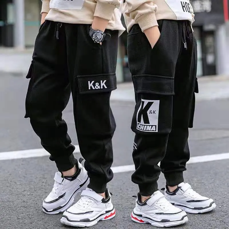 Gold Cargo Pants Male Casual Scale Print Pants Drawstring Pocket Leggings  Pant Trousers