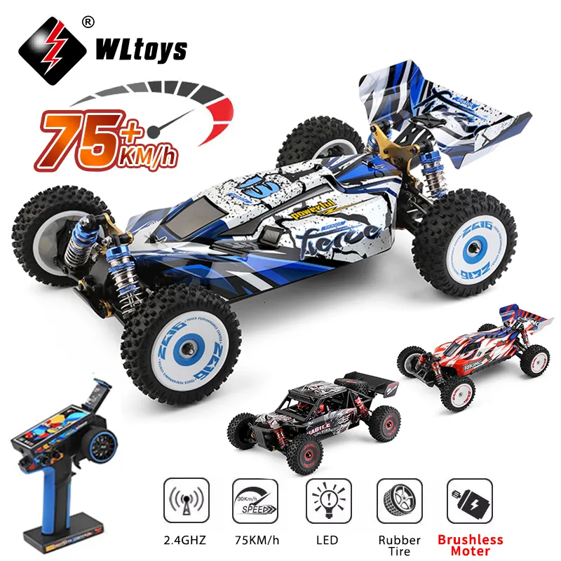 Electric RC Car Wltoys 124017 V2 75 km H 2.4G RC Brushless 4WD Electric High Speed ​​Off Road Drift Remote Control Toys for Children 230909