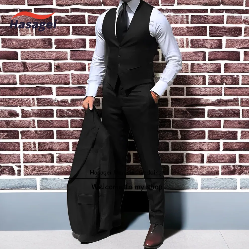 3 Piece Slim Fit Suits for Men Wedding Suit One Button Blazer