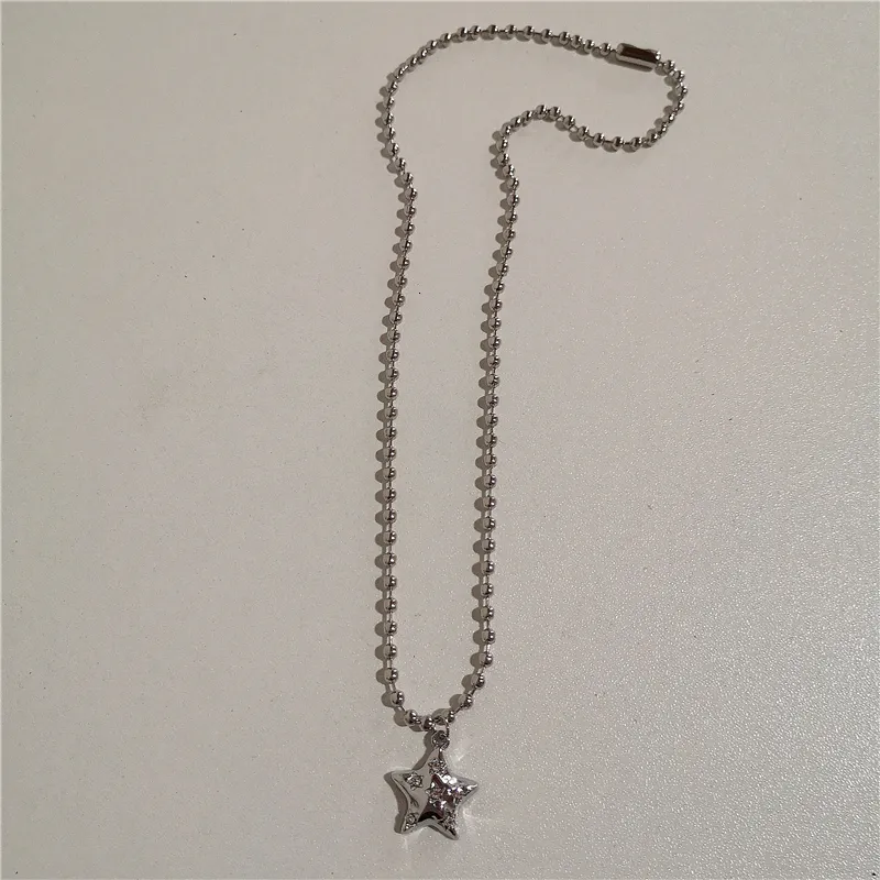 Collana Punk Unisex Con Ciondolo Stella Rune E Spirale - Stile Hip Hop Y2K - Acciaio Inox - Catena Regolabile 45+5 Cm - Gioiello Personalizzato