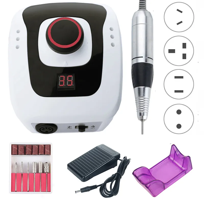 Prego manicure conjunto 30w 35000rpm máquina de broca elétrica pedicure salão polimento fresas mão esquerda 230908