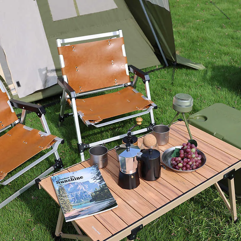 Camp Furniture Outdoor Beach Chairs Camping Folding Chair Camping Picnic Kermit Chair Leather Canvas Chair Outdoor Furniture HKD230909