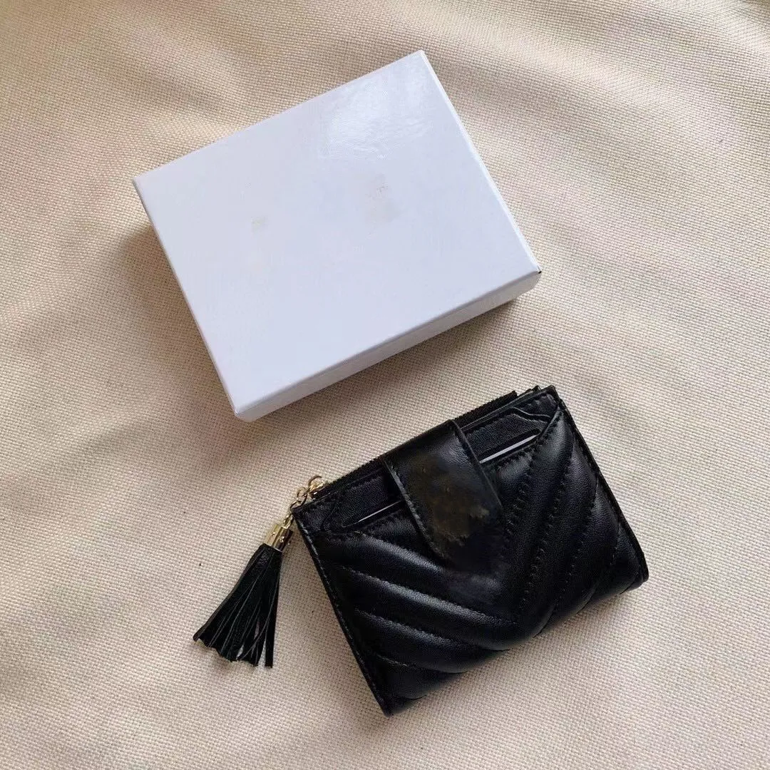 Designer Classic Leather Short 2-i-1 Check Letter Wallet för män och kvinnor läder premium kreditkortshållare plånbok med låda kortväska