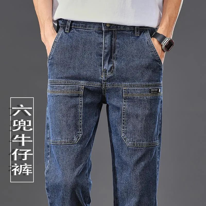 Mens Trendy Straight Leg Six Pocket Straight Fit Jeans Mens Wear Resistant,  Stretchy, And Comfortable For All Seasons Leisure Wear From Ljf891007,  $10.43