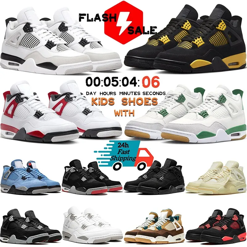 Military Black Cat 4 men basketball shoes kids shoes baby children Pine Green 4s Bred Thunder yellow White Oreo University Blue womens mens trainers sports sneakers