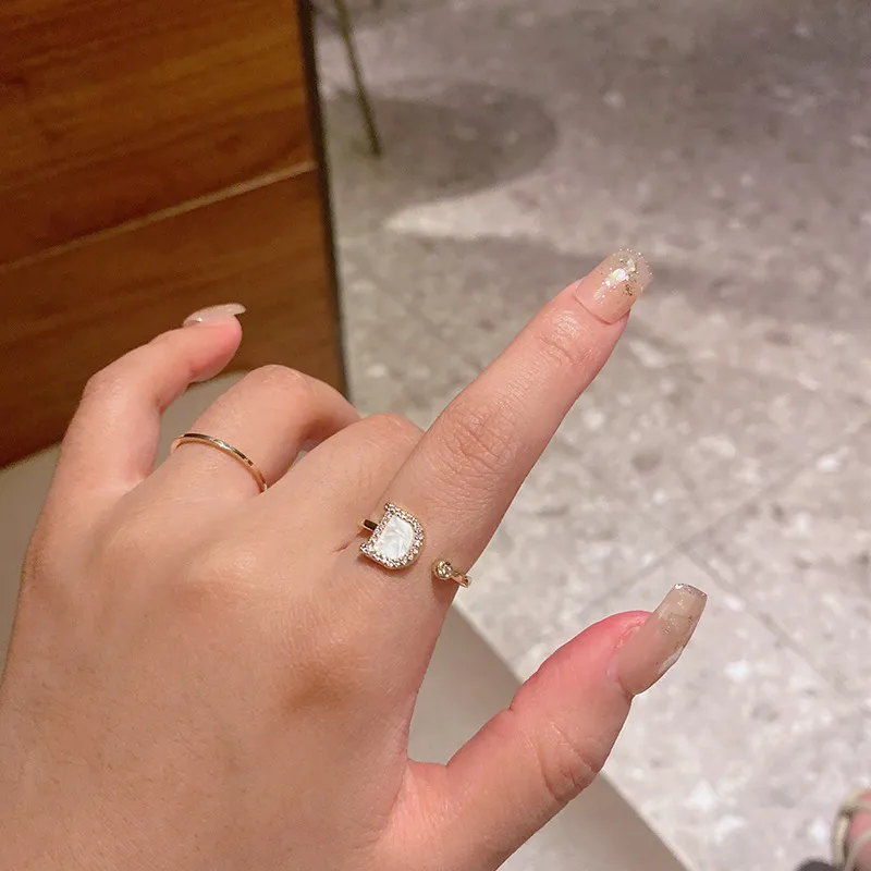 Diamond Ring Gold Index Finger Ring Letter D Ring: Designer