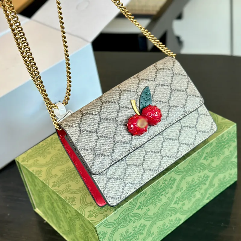 Luxury Designer Cherry Mini Flap One Side Bag Ladies With Double Letter High Quality Genuine Leather Shoulder Strap Chain Stitch And Coin Purse For Women Made In Italy From Luxury bags001 14.93