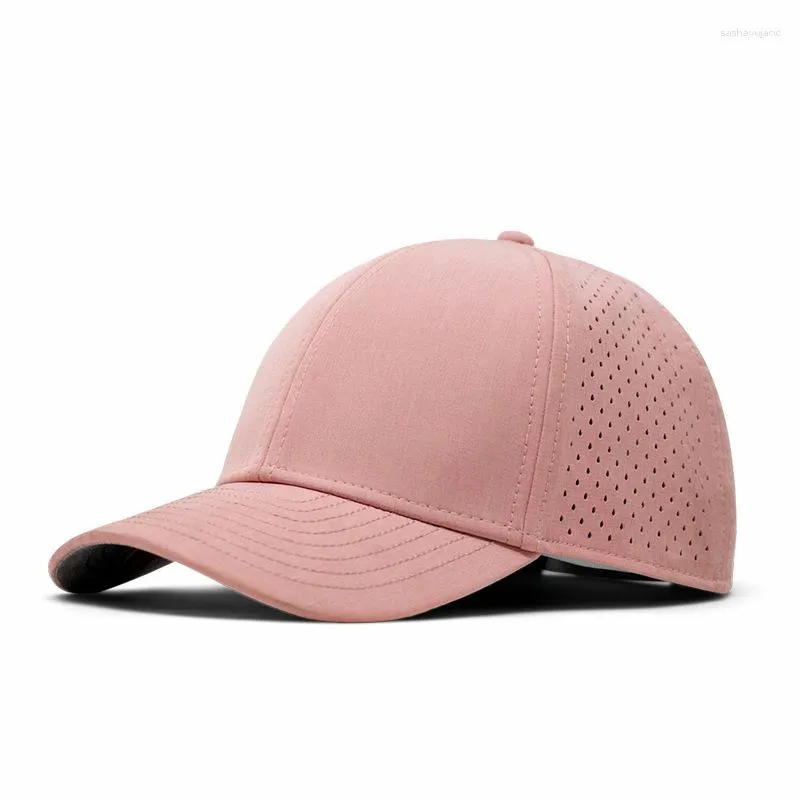 Bollmössor Fashion Pink Casual Sports Running Cap Women Personlighet 6 Panel Burvad Brim Laser Perforated Baseble Baseball Hat