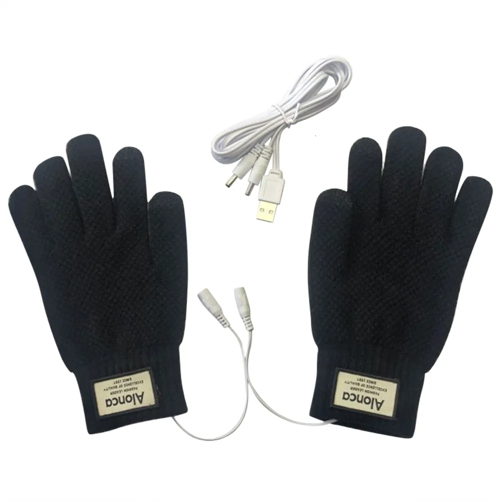 Ski Gloves Winter Outdoor Fishing Heated Full Finger Mittens Portable USB Electric Heating Windproof Soft Sports Hand Warmer 230909